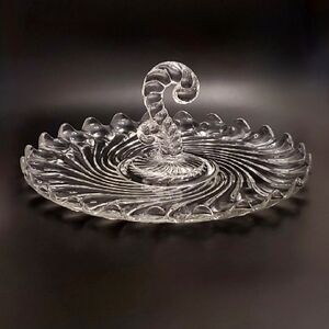 Vntg 11 1/2" Clr Fire Polished Fostoria Glass Center Handle Serving Tray